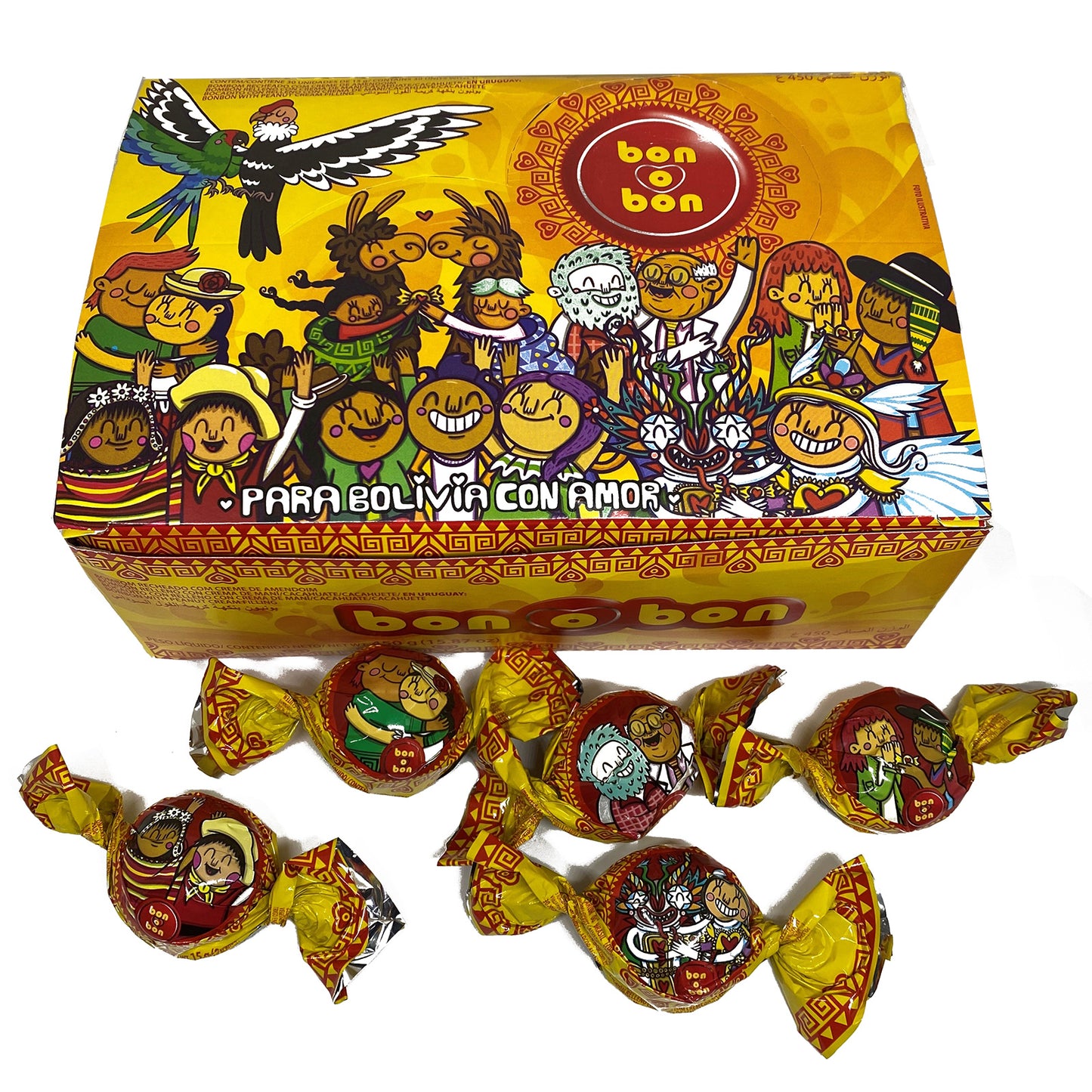 Caramelo de chocolate bon o bon - Edición Bolivia (15 g c/u)