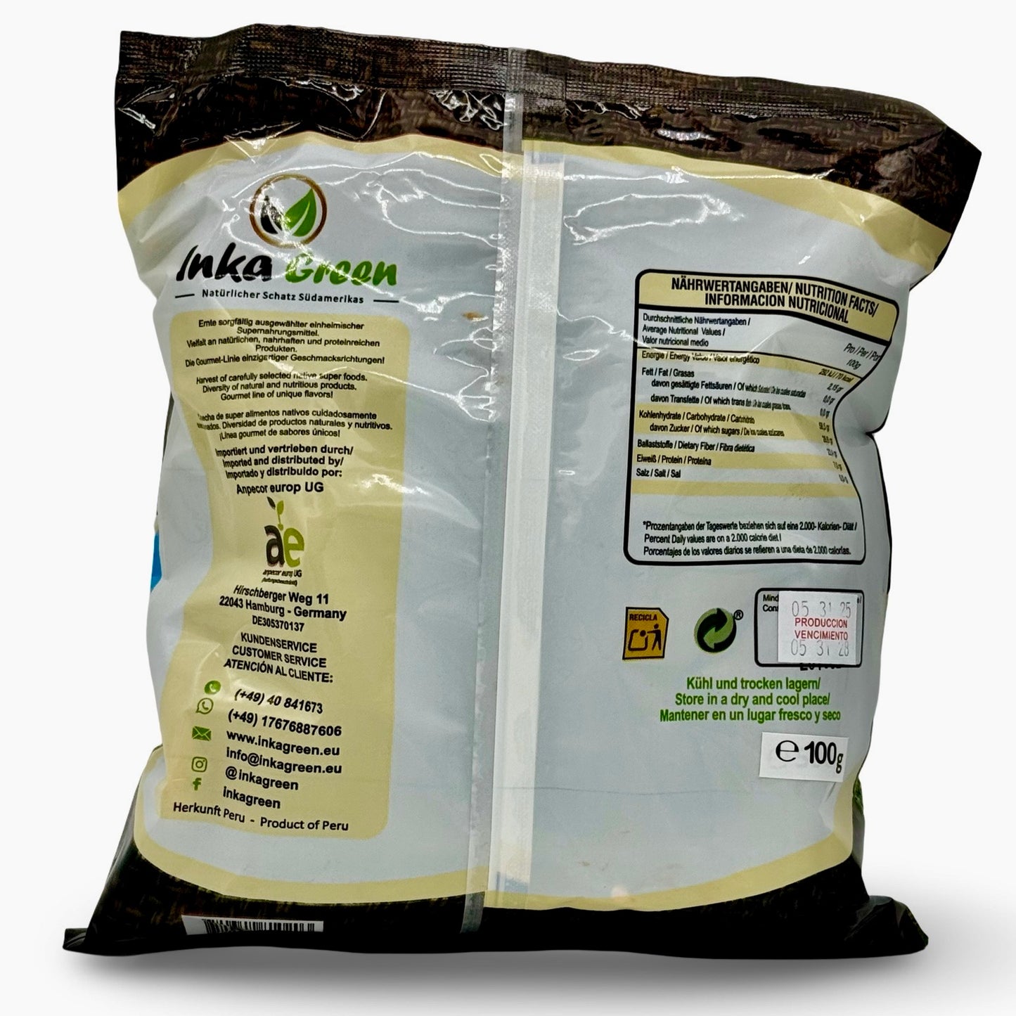 Aji Vaina Panca (Back of the package)