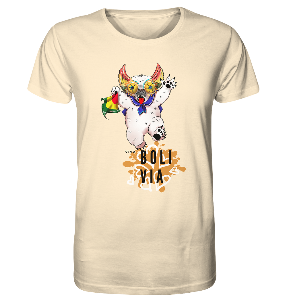 Camiseta Oso Viva Bolivia - Camiseta Orgánica (100% algodón orgánico, diferentes colores)