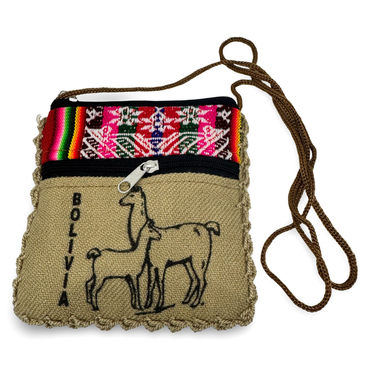 Fabric Wallet with Llama Motif and Awayu